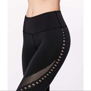 Lululemon Reveal 7/8 Laser Cut Out Leggings in Black